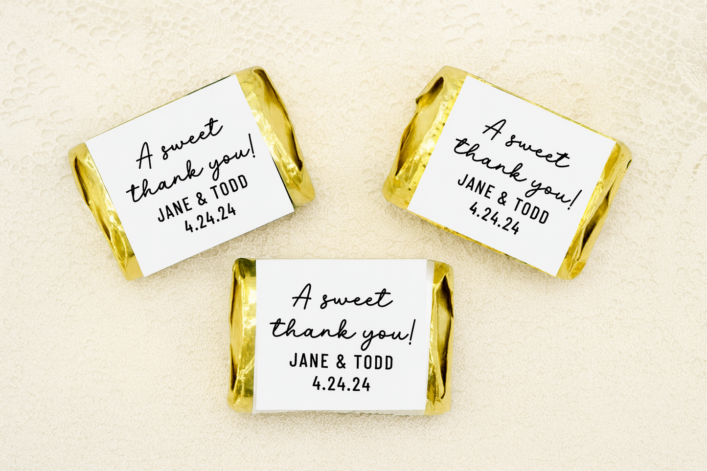 A Sweet Thank You Printed Personalizable Hershey's Nuggets/Minis Wedding/Birthday Party/Candy Buffet Favor Round Custom Stickers/Labels