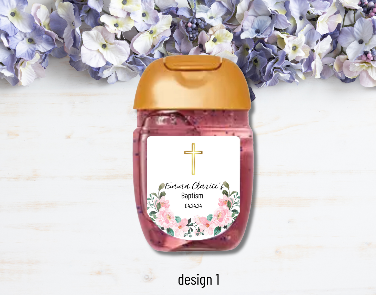 Printed Personalized Hand Sanitizer Baptism/Christening Party Favor Labels/Stickers l Baby Custom Thank You Gifts
