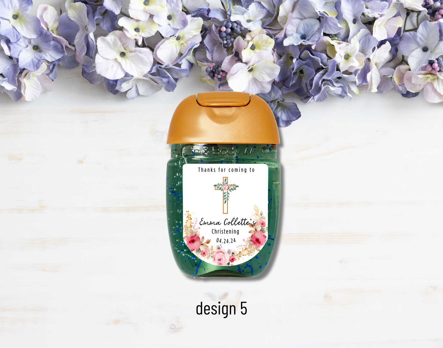 Printed Personalized Hand Sanitizer Baptism/Christening Party Favor Labels/Stickers l Baby Custom Thank You Gifts