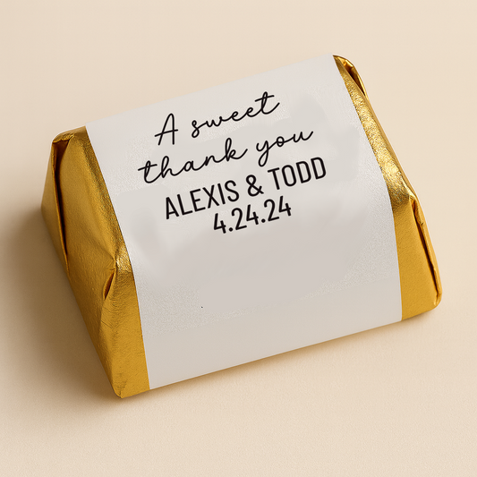 A Sweet Thank You Printed Personalizable Hershey's Nuggets/Minis Wedding/Birthday Party/Candy Buffet Favor Round Custom Stickers/Labels