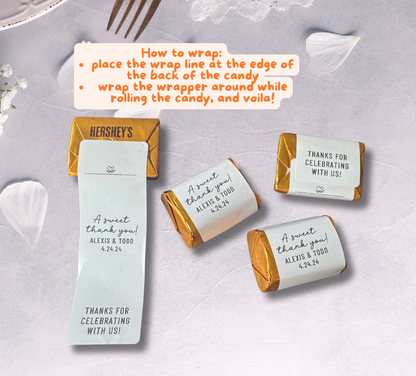 A Sweet Thank You Printed Personalizable Hershey's Nuggets/Minis Wedding/Birthday Party/Candy Buffet Favor Round Custom Stickers/Labels