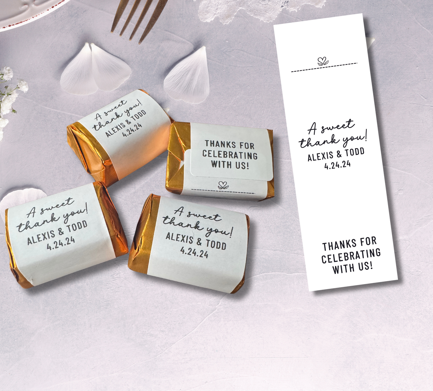 A Sweet Thank You Printed Personalizable Hershey's Nuggets/Minis Wedding/Birthday Party/Candy Buffet Favor Round Custom Stickers/Labels