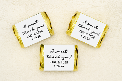 A Sweet Thank You Printed Personalizable Hershey's Nuggets/Minis Wedding/Birthday Party/Candy Buffet Favor Round Custom Stickers/Labels