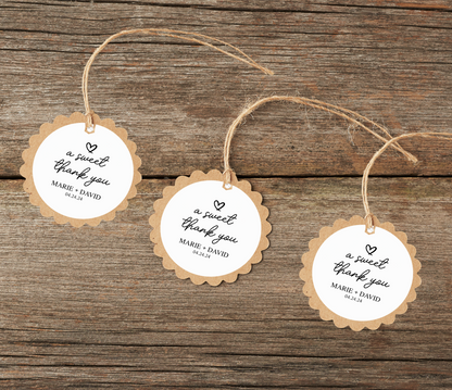 A Sweet Thank You 2-Inch Minimalist White Printed Round Wedding Party Favor Stickers/Labels