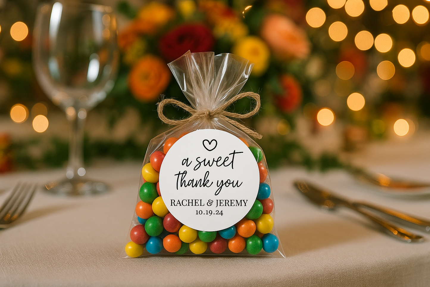 A Sweet Thank You 2-Inch Minimalist White Printed Round Wedding Party Favor Stickers/Labels