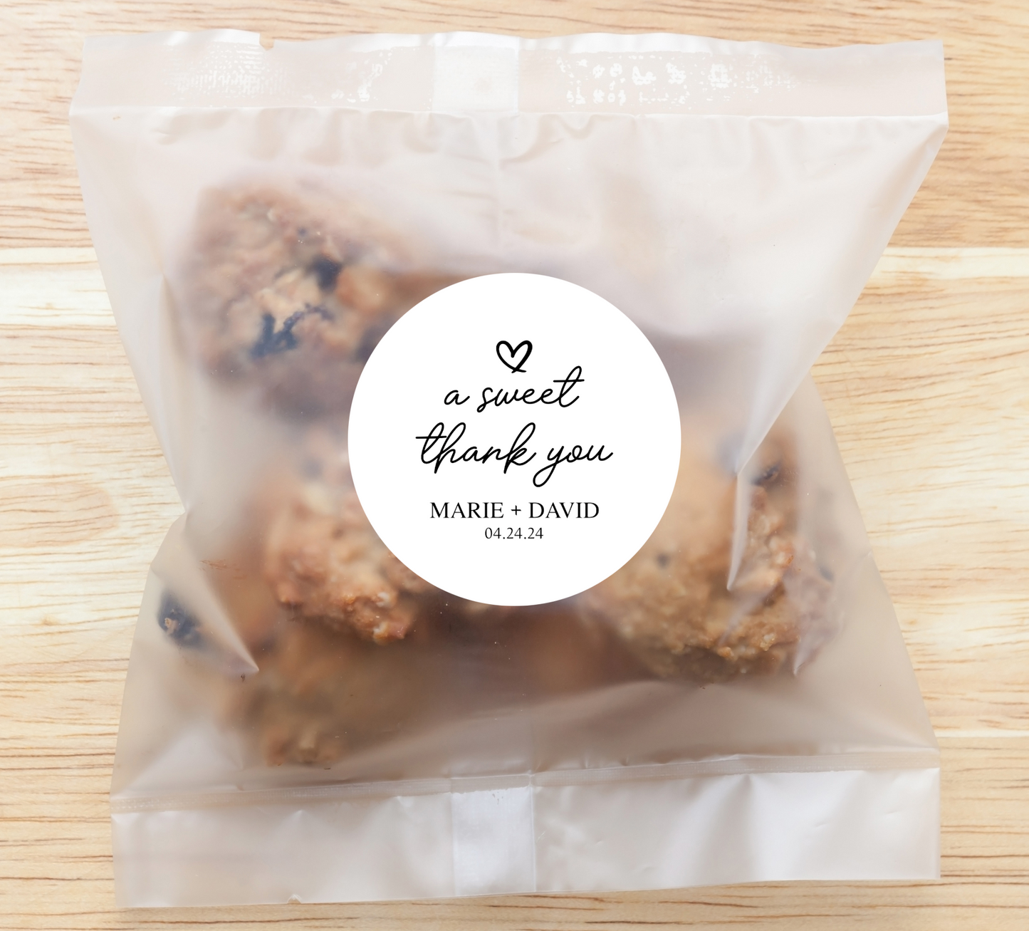 A Sweet Thank You 2-Inch Minimalist White Printed Round Wedding Party Favor Stickers/Labels