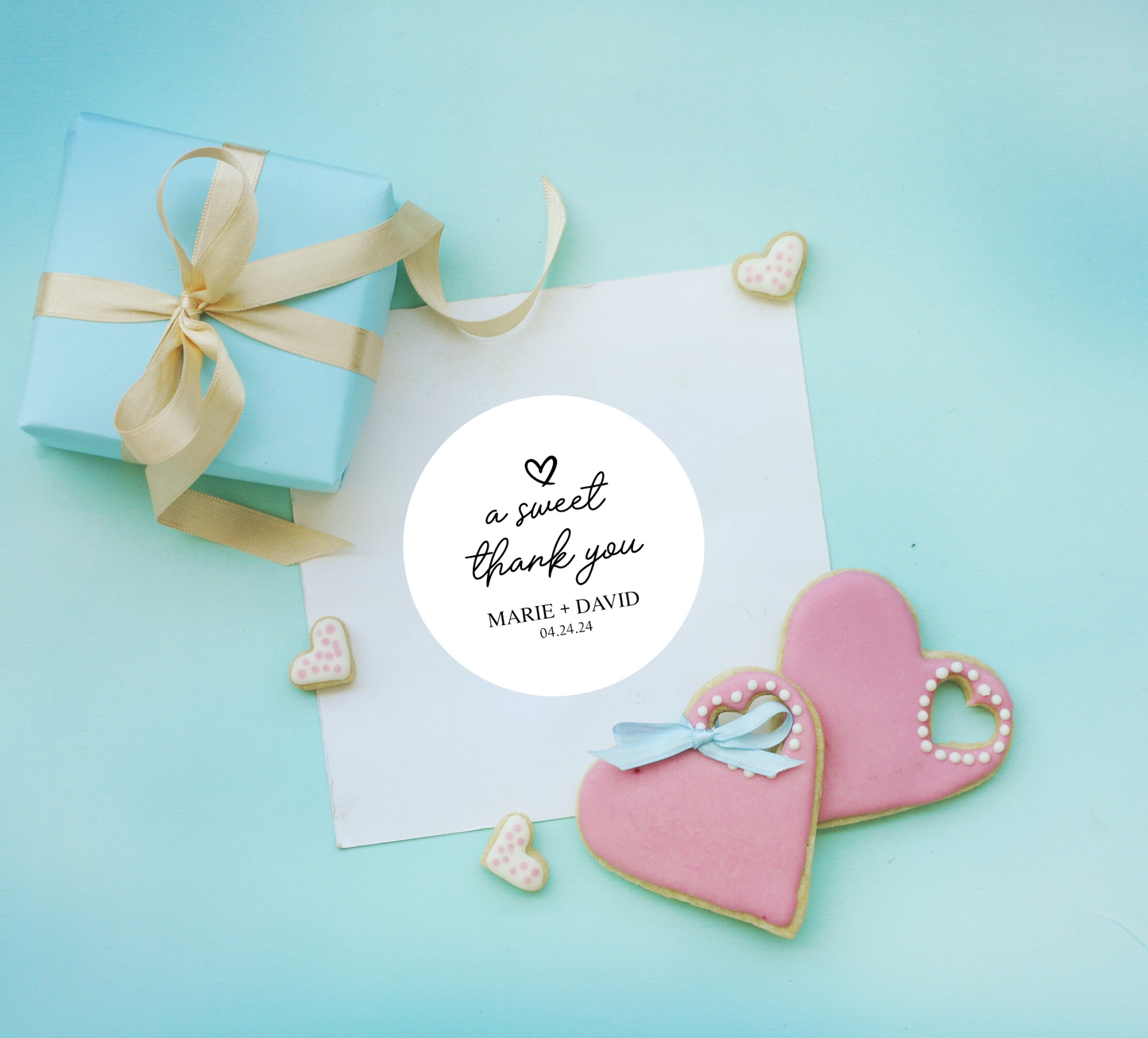 A Sweet Thank You 2-Inch Minimalist White Printed Round Wedding Party Favor Stickers/Labels