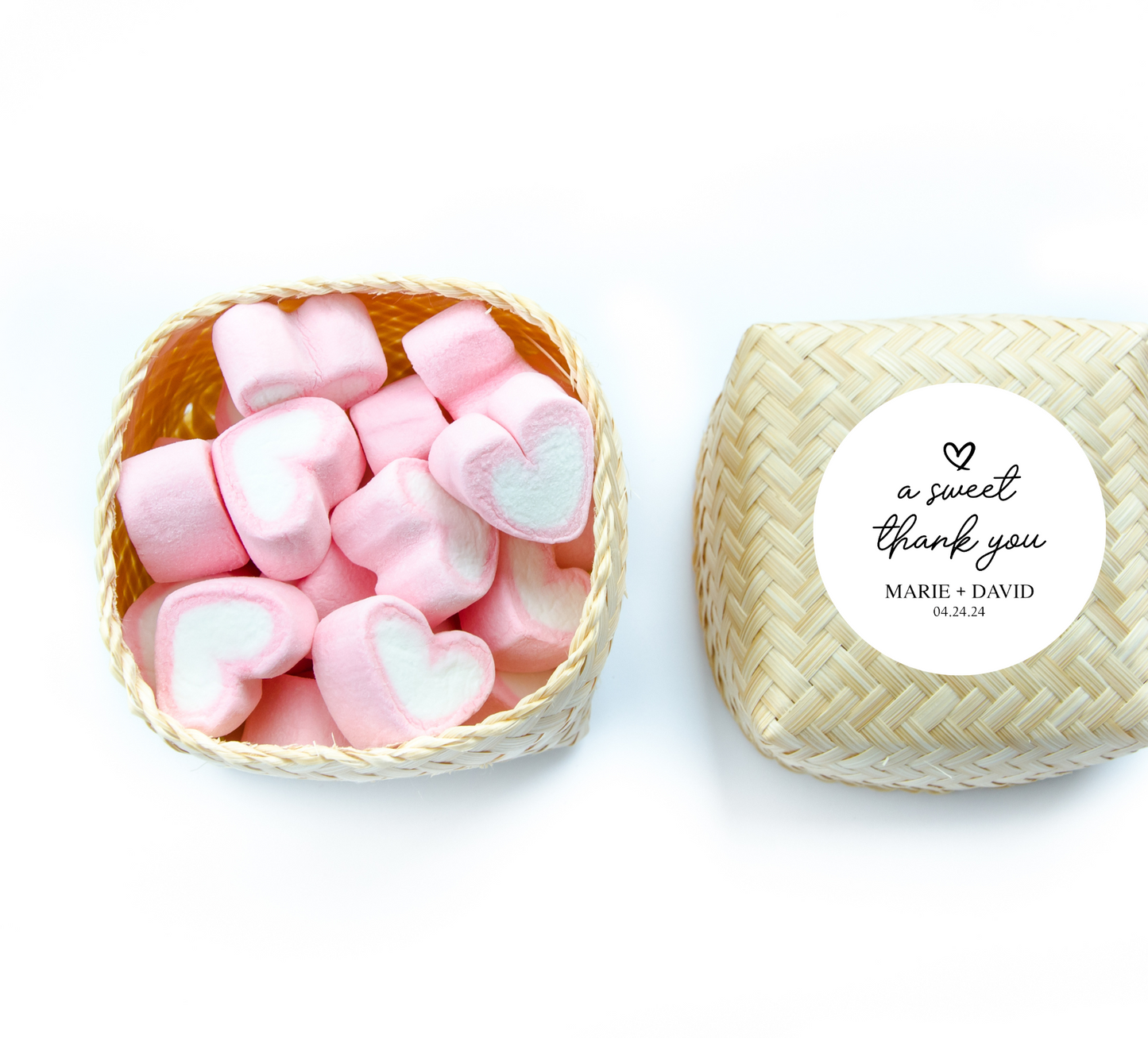 A Sweet Thank You 2-Inch Minimalist White Printed Round Wedding Party Favor Stickers/Labels