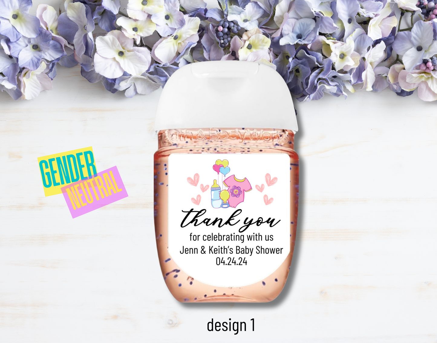 Printed Personalizable Hand Sanitizer Baby Shower DIY Favor Labels/Stickers l Baby Boy l Baby Girl l Gender-Neutral Baby