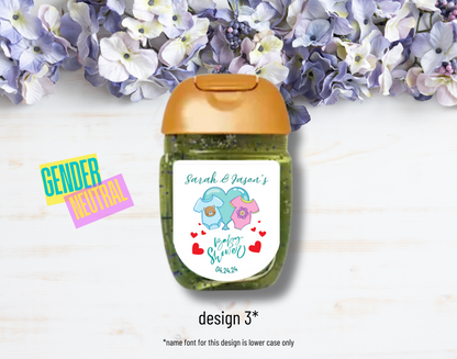 Printed Personalizable Hand Sanitizer Baby Shower DIY Favor Labels/Stickers l Baby Boy l Baby Girl l Gender-Neutral Baby
