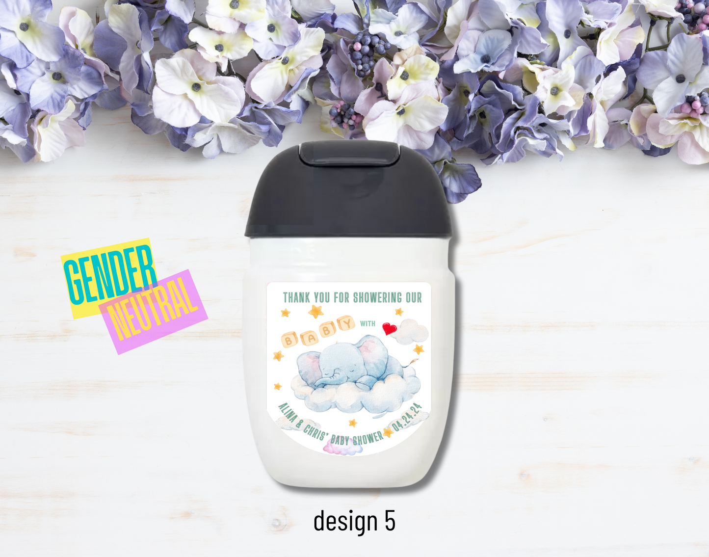 Printed Personalizable Hand Sanitizer Baby Shower DIY Favor Labels/Stickers l Baby Boy l Baby Girl l Gender-Neutral Baby