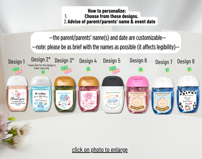 Printed Personalizable Hand Sanitizer Baby Shower DIY Favor Labels/Stickers l Baby Boy l Baby Girl l Gender-Neutral Baby