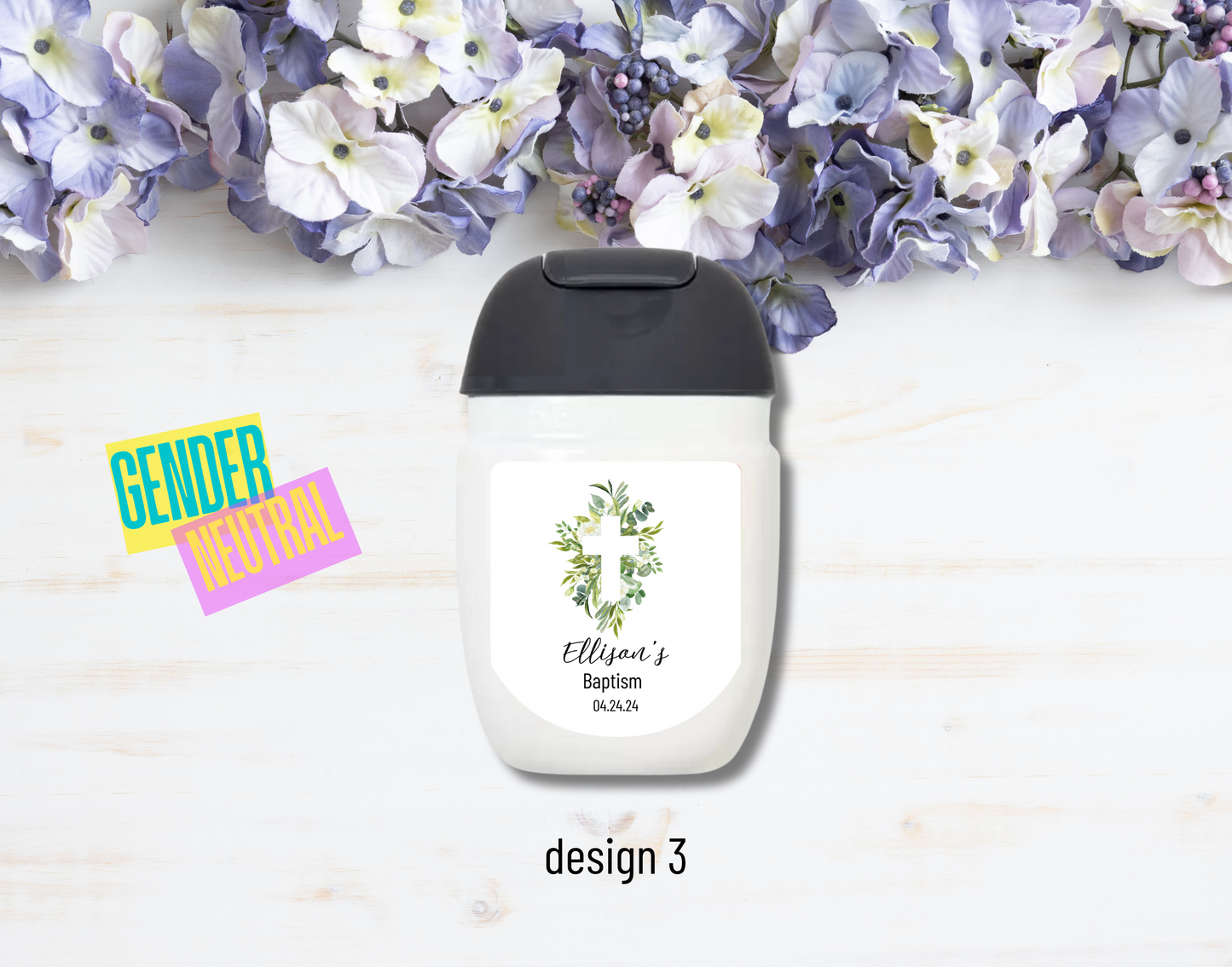 Printed Personalized Hand Sanitizer Baptism/Christening Party Favor Labels/Stickers l Baby Custom Thank You Gifts