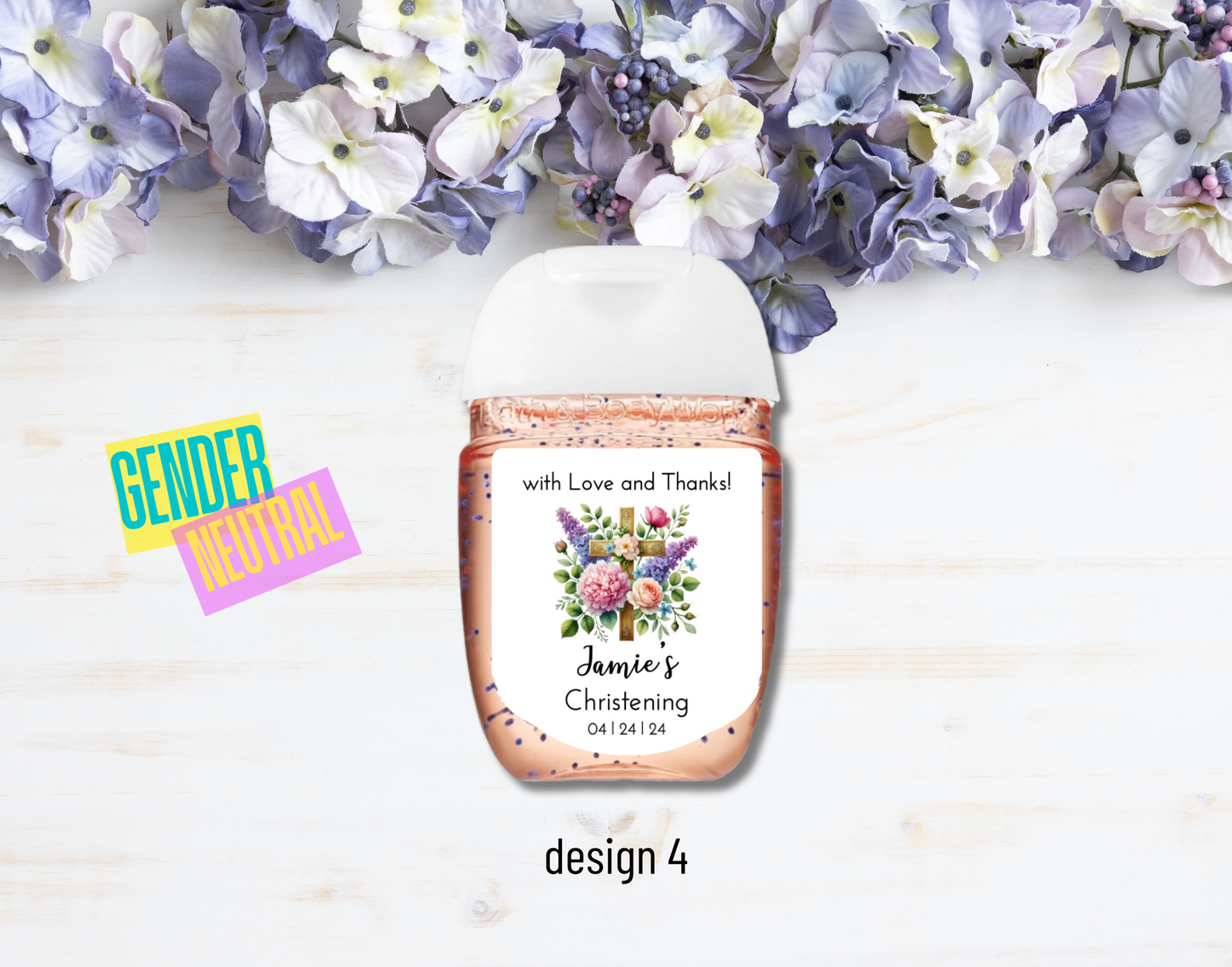 Printed Personalized Hand Sanitizer Baptism/Christening Party Favor Labels/Stickers l Baby Custom Thank You Gifts