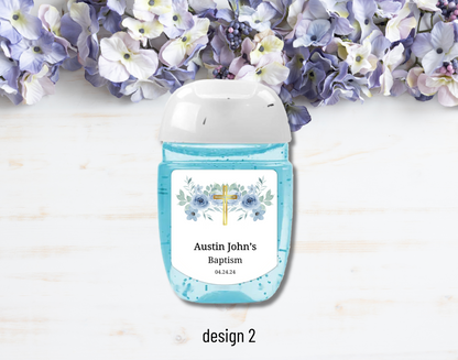 Printed Personalized Hand Sanitizer Baptism/Christening Party Favor Labels/Stickers l Baby Custom Thank You Gifts