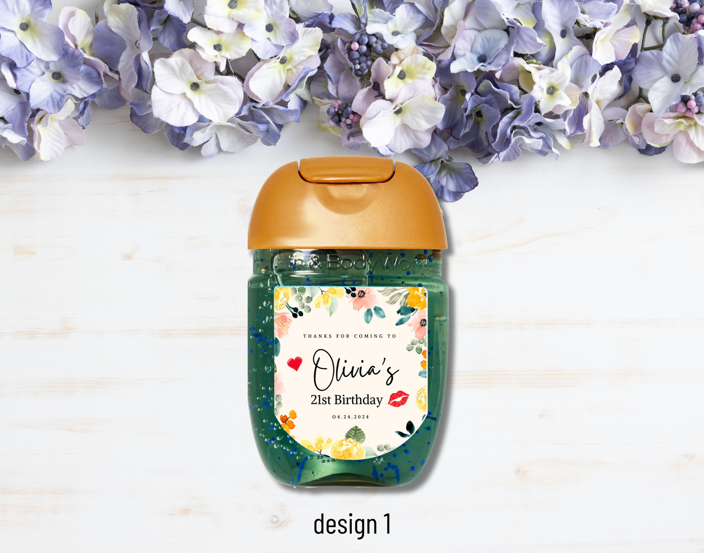Printed Personalized Hand Sanitizer Party Favor Labels/Stickers l Thank You l Adult Birthday I Men's l Women's l Floral