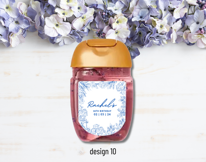Printed Personalized Hand Sanitizer Party Favor Labels/Stickers l Thank You l Adult Birthday I Men's l Women's l Floral