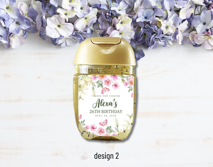Printed Personalized Hand Sanitizer Party Favor Labels/Stickers l Thank You l Adult Birthday I Men's l Women's l Floral