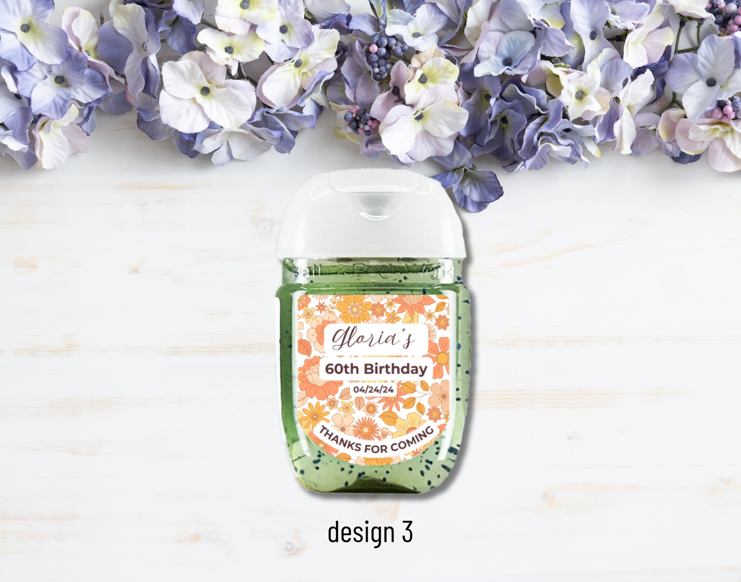 Printed Personalized Hand Sanitizer Party Favor Labels/Stickers l Thank You l Adult Birthday I Men's l Women's l Floral