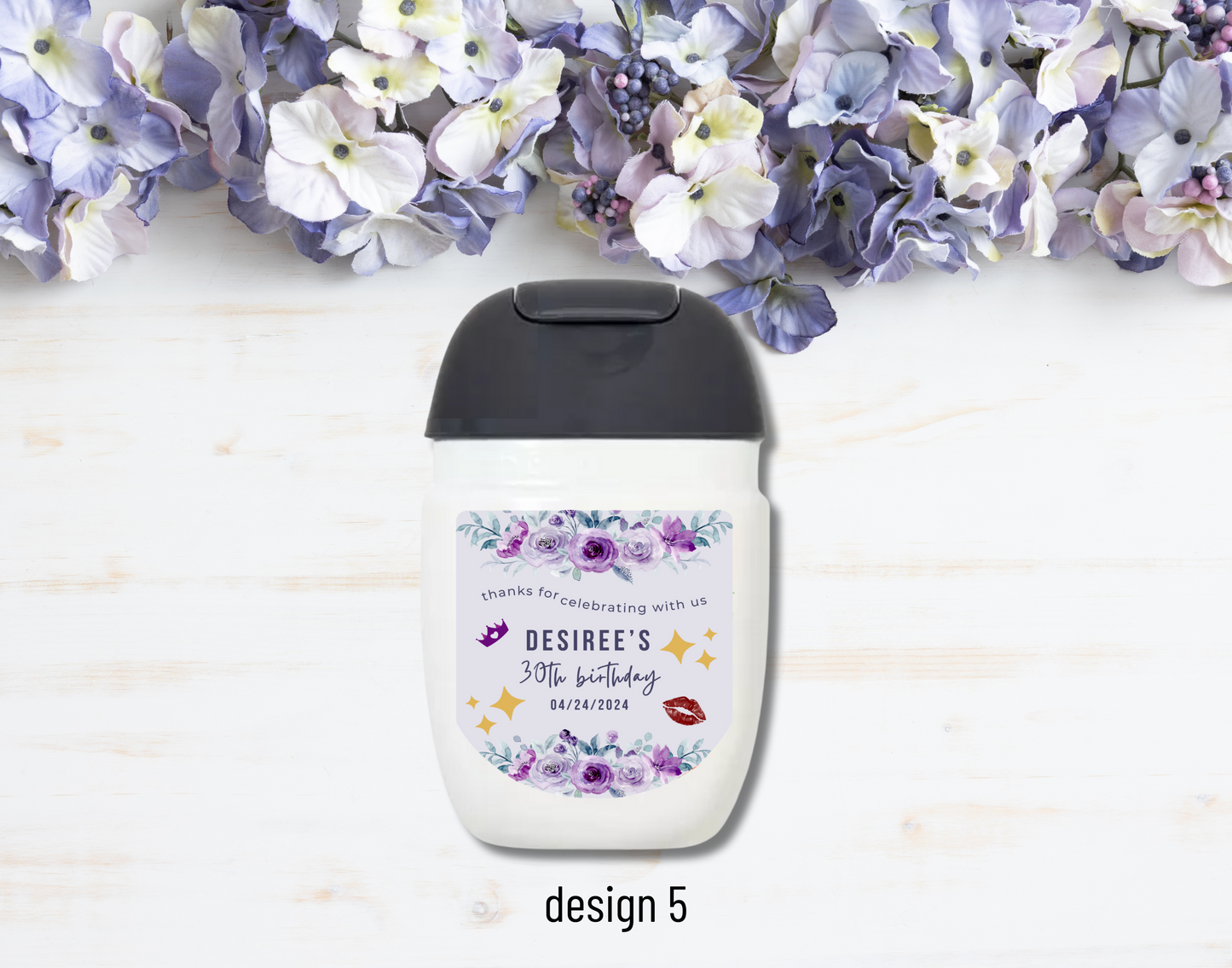 Printed Personalized Hand Sanitizer Party Favor Labels/Stickers l Thank You l Adult Birthday I Men's l Women's l Floral