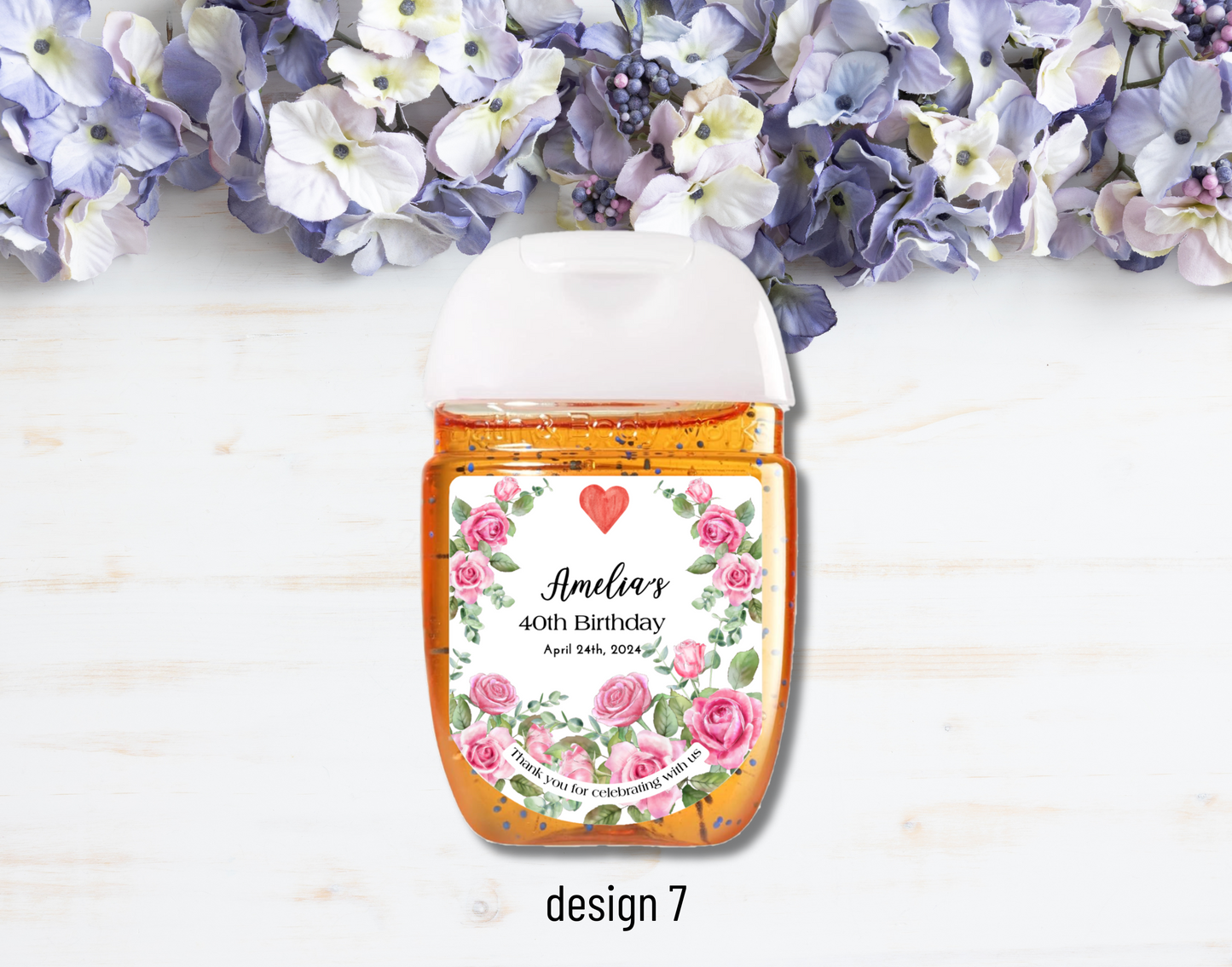 Printed Personalized Hand Sanitizer Party Favor Labels/Stickers l Thank You l Adult Birthday I Men's l Women's l Floral