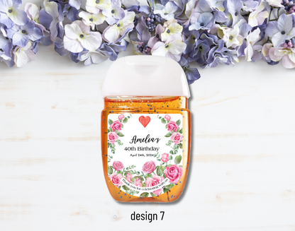 Printed Personalized Hand Sanitizer Party Favor Labels/Stickers l Thank You l Adult Birthday I Men's l Women's l Floral