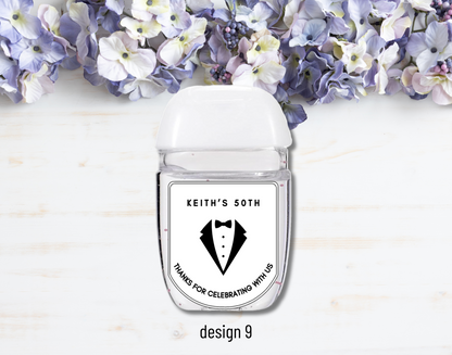 Printed Personalized Hand Sanitizer Party Favor Labels/Stickers l Thank You l Adult Birthday I Men's l Women's l Floral