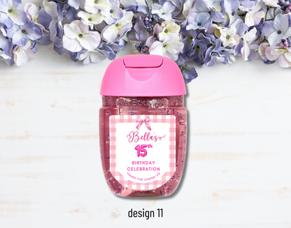 Printed Personalized Bath & Body Works Hand Sanitizer Party Favor Labels/Stickers l Thank You l Kids/Children's Birthday I Girls l Boys