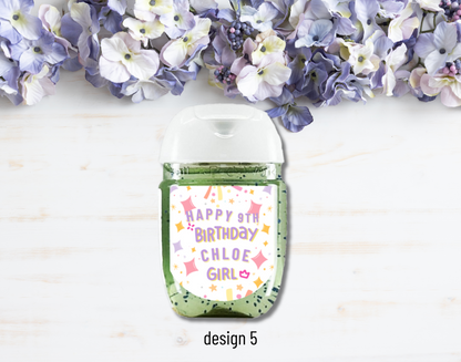 Printed Personalized Bath & Body Works Hand Sanitizer Party Favor Labels/Stickers l Thank You l Kids/Children's Birthday I Girls l Boys