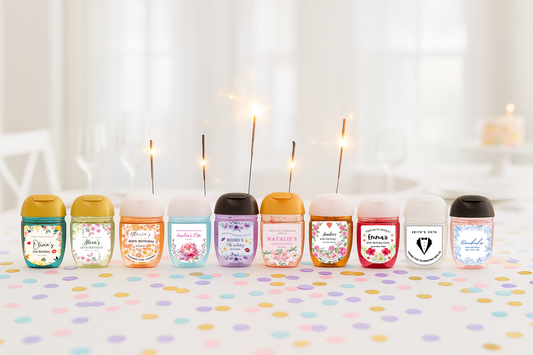Printed Personalized Hand Sanitizer Party Favor Labels/Stickers l Thank You l Adult Birthday I Men's l Women's l Floral