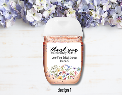 Printed Personalized Hand Sanitizer Bridal Shower/Wedding/Rehearsal Dinner DIY Party Labels/Stickers l Thank You Favors