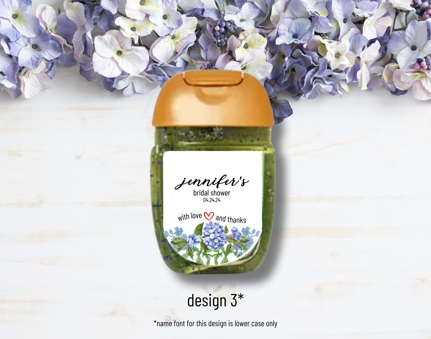 Printed Personalized Hand Sanitizer Bridal Shower/Wedding/Rehearsal Dinner DIY Party Labels/Stickers l Thank You Favors