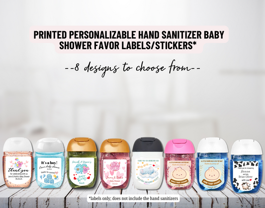Printed Personalizable Hand Sanitizer Baby Shower DIY Favor Labels/Stickers l Baby Boy l Baby Girl l Gender-Neutral Baby