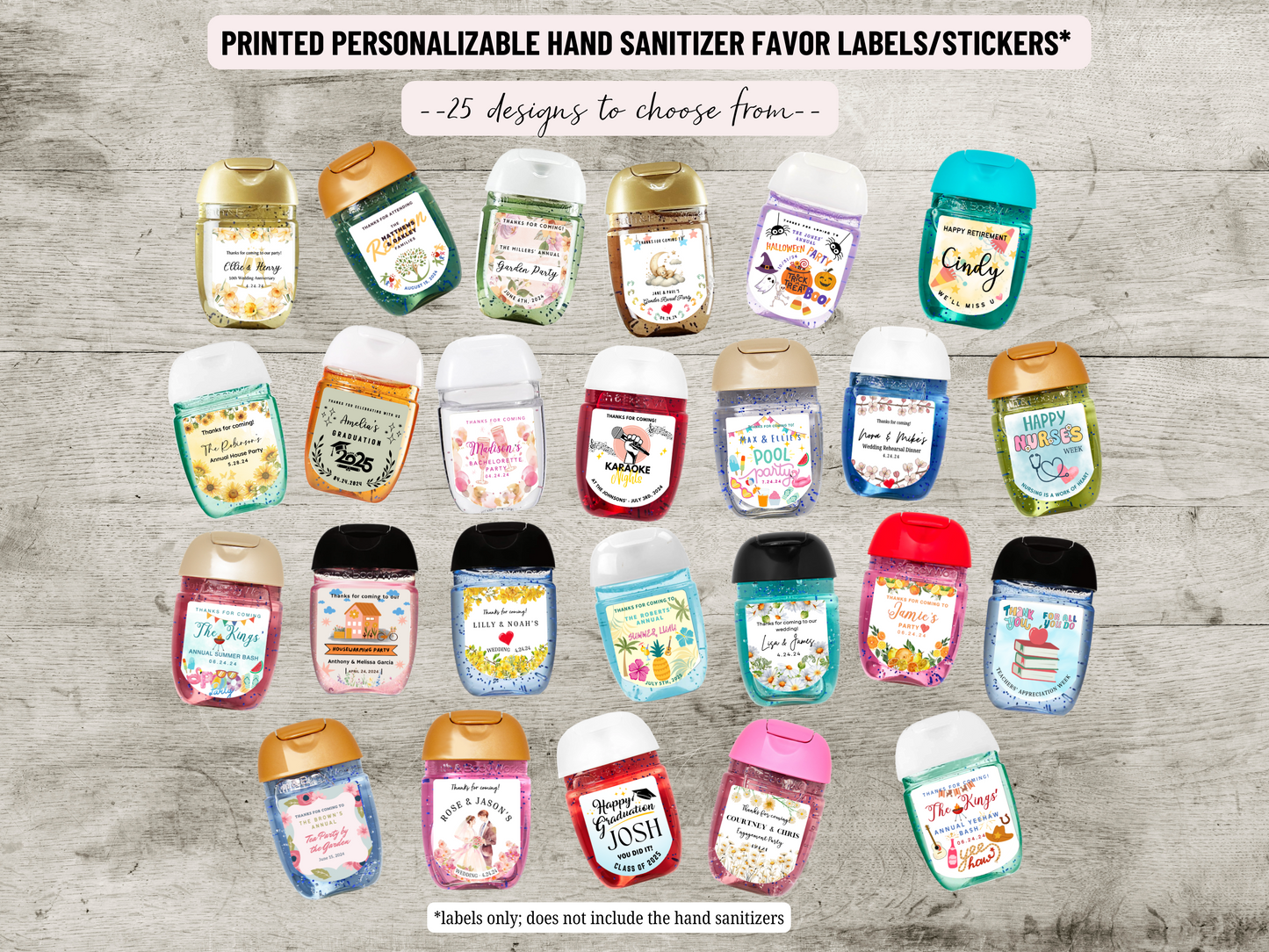 Printed Personalized 30-pc Hand Sanitizer Party Favor Label/Sticker l Other Occasions