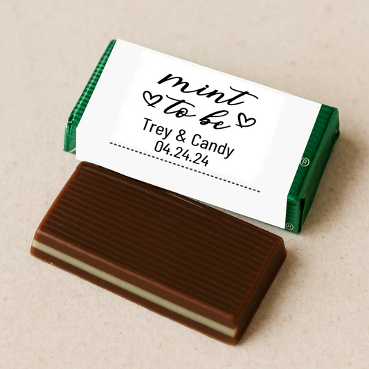 Mint To Be Wedding Favor Stickers: Personalized Andes Mints Candy Labels (2.25" x 1.25")