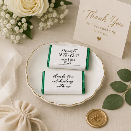Mint To Be Wedding Favor Stickers: Personalized Andes Mints Candy Labels (2.25" x 1.25")