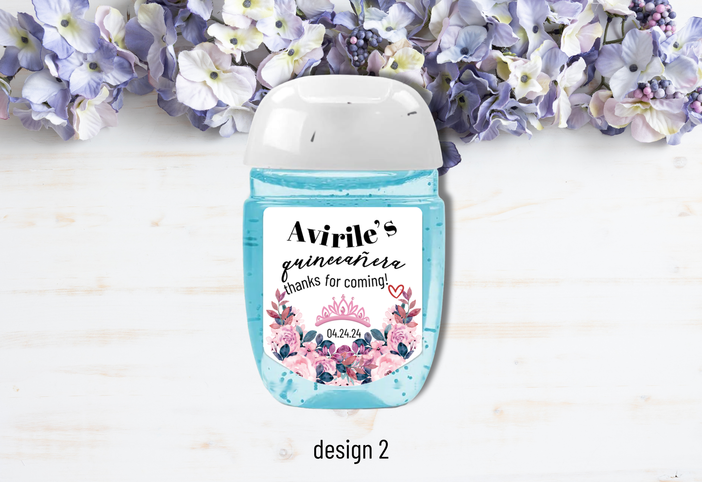 Personalizable Custom-Printed Hand Sanitizer Quinceanera/Sweet 16 DIY Party Favor Labels/Stickers l Girl Birthday l 30 Pcs Per Set