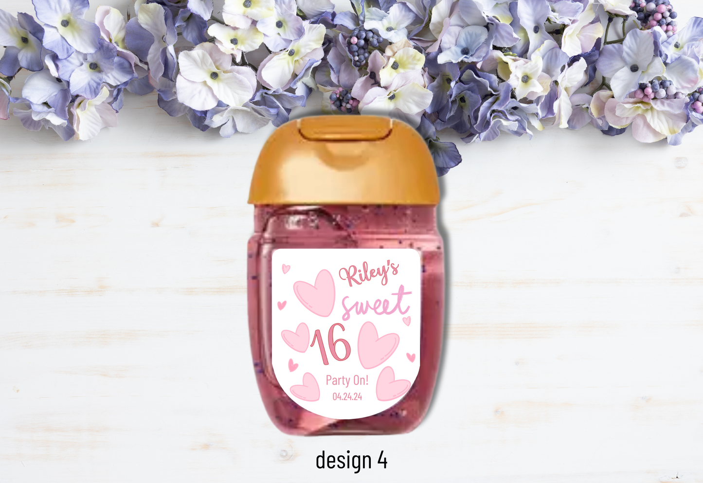 Personalizable Custom-Printed Hand Sanitizer Quinceanera/Sweet 16 DIY Party Favor Labels/Stickers l Girl Birthday l 30 Pcs Per Set