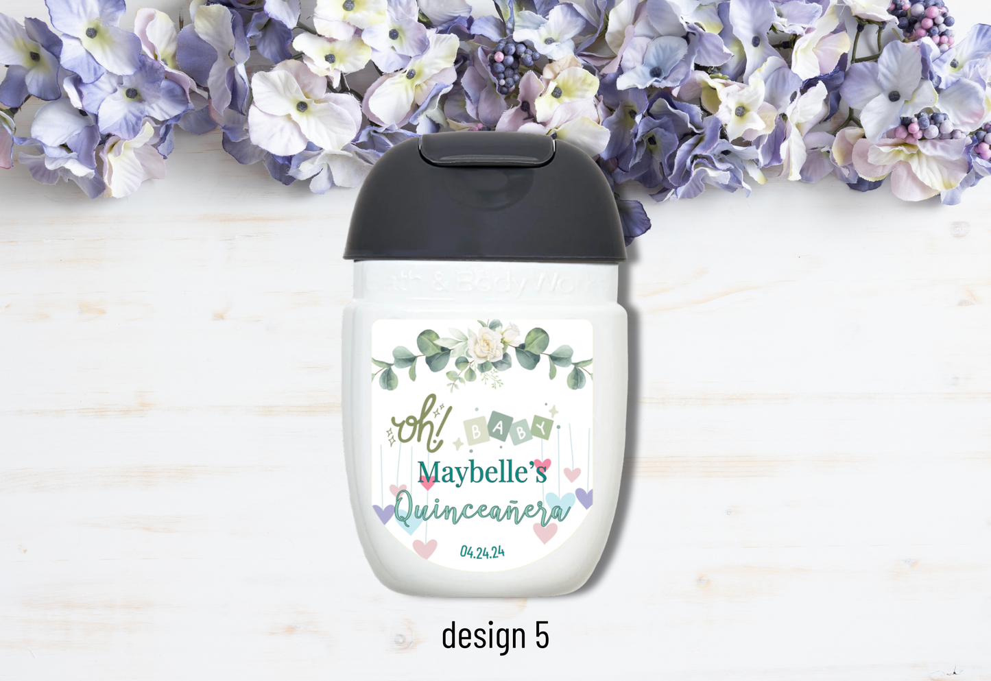 Personalizable Custom-Printed Hand Sanitizer Quinceanera/Sweet 16 DIY Party Favor Labels/Stickers l Girl Birthday l 30 Pcs Per Set