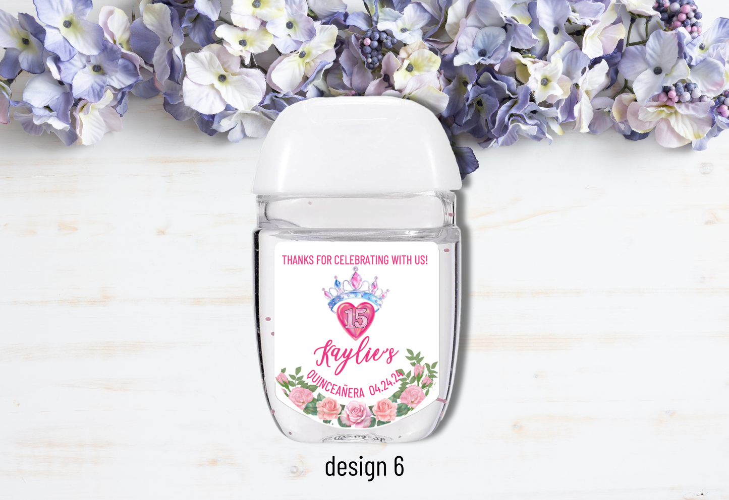 Personalizable Custom-Printed Hand Sanitizer Quinceanera/Sweet 16 DIY Party Favor Labels/Stickers l Girl Birthday l 30 Pcs Per Set