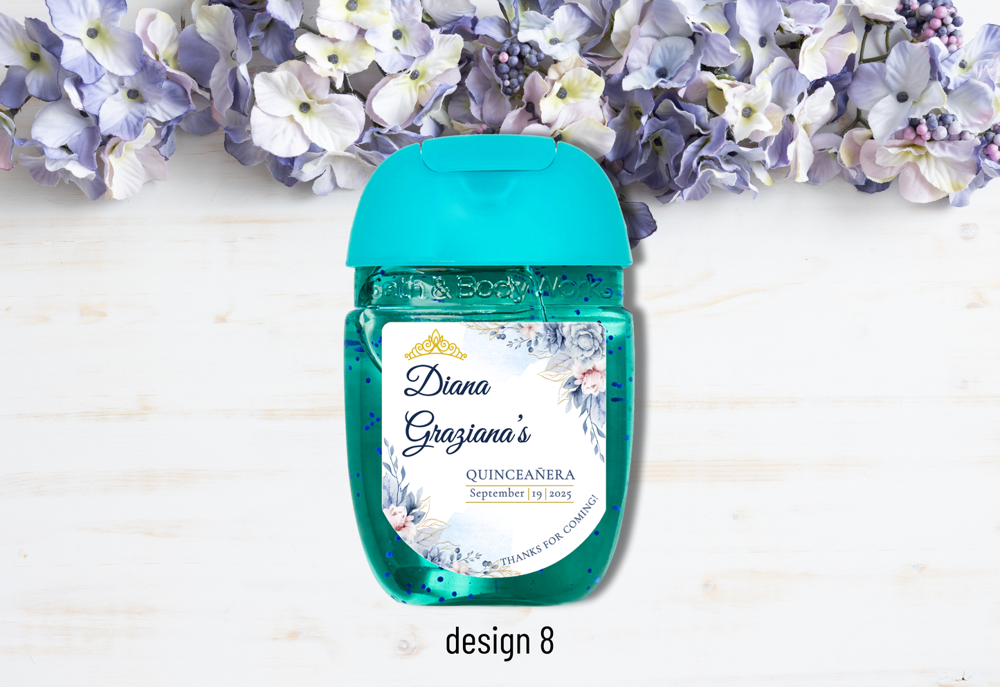 Personalizable Custom-Printed Hand Sanitizer Quinceanera/Sweet 16 DIY Party Favor Labels/Stickers l Girl Birthday l 30 Pcs Per Set