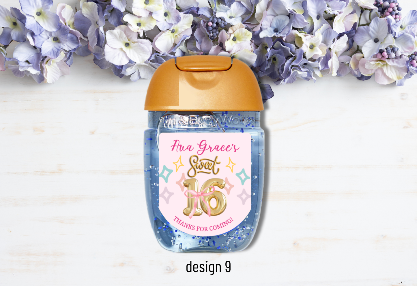 Personalizable Custom-Printed Hand Sanitizer Quinceanera/Sweet 16 DIY Party Favor Labels/Stickers l Girl Birthday l 30 Pcs Per Set