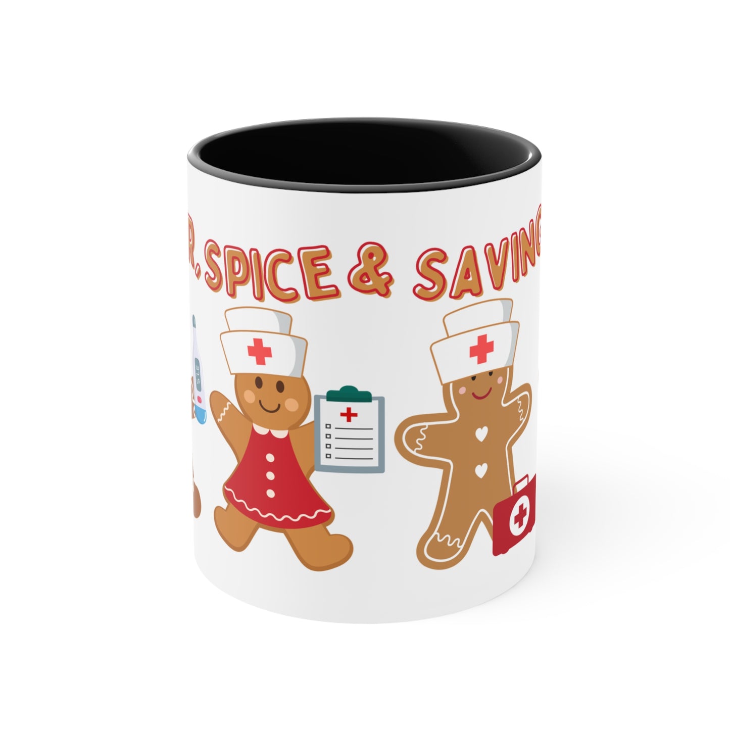 Sugar, Spice & Saving Lives | Nurse Gingerbread Christmas Holiday Mugs