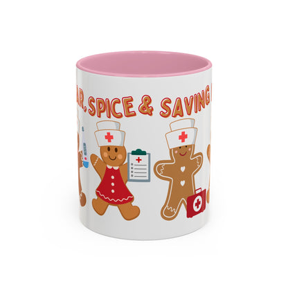 Sugar, Spice & Saving Lives | Nurse Gingerbread Christmas Holiday Mugs